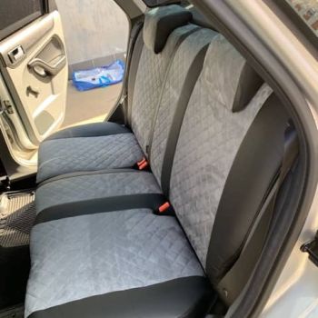 Авточехлы Автопилот черный серый алькантара Ромб